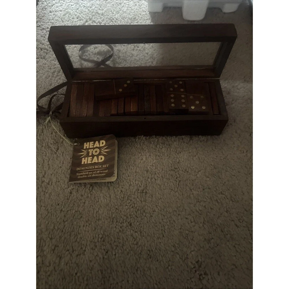 28 Wood Dominos Double Six Dominos Set In A Wooden Case- New